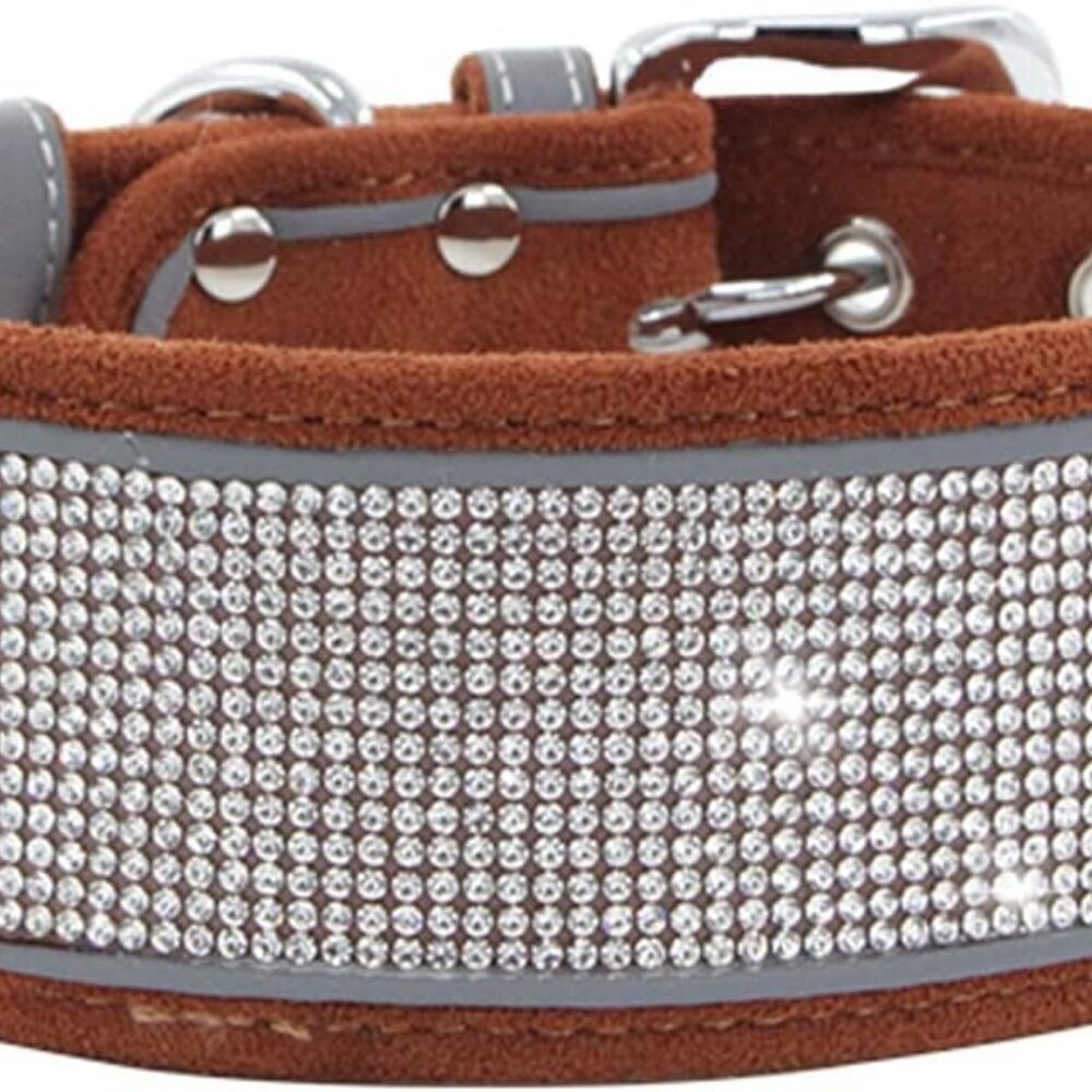 Rhinestone Dog Collar Soft Comfortable Stylish Dog Collar with Bright Reflective